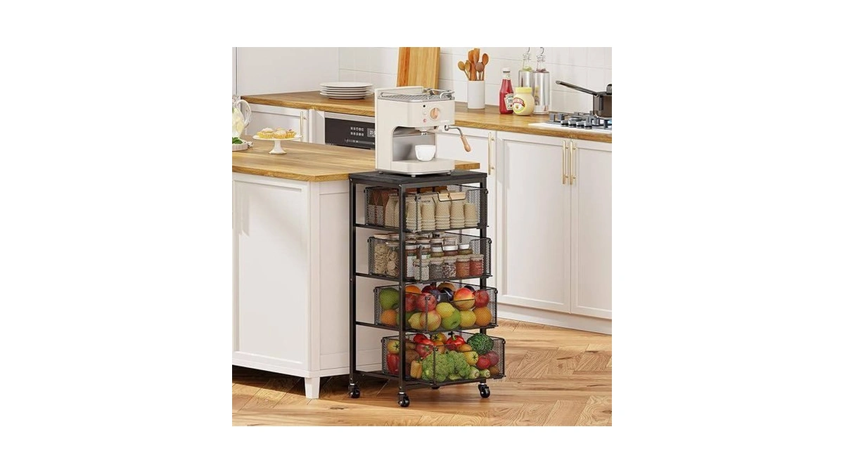 4-tier Fruit Vegetable Storage Cart - Kitchen Organizer And Storage