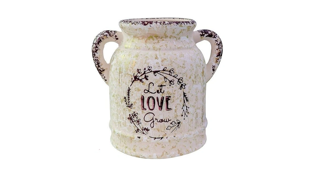Fovasen Farmhouse Ceramic Vase - Shabby Chic French Bucket With