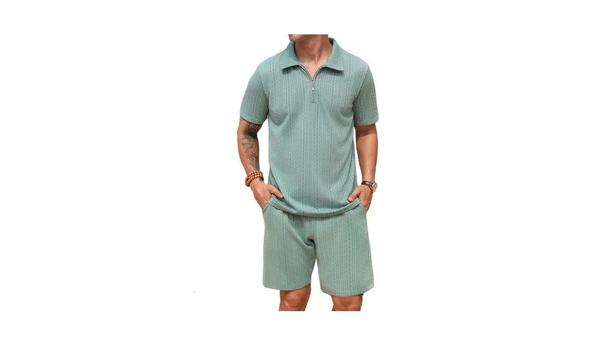 Spkpkey Men's Polo Shirt And Shorts Set Summer Outfits Fashion