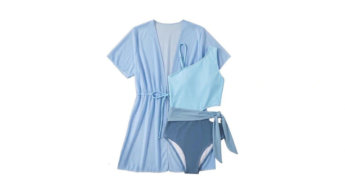 Grace Karin Girls Swimwear Size 7 Kids Green Cut Out