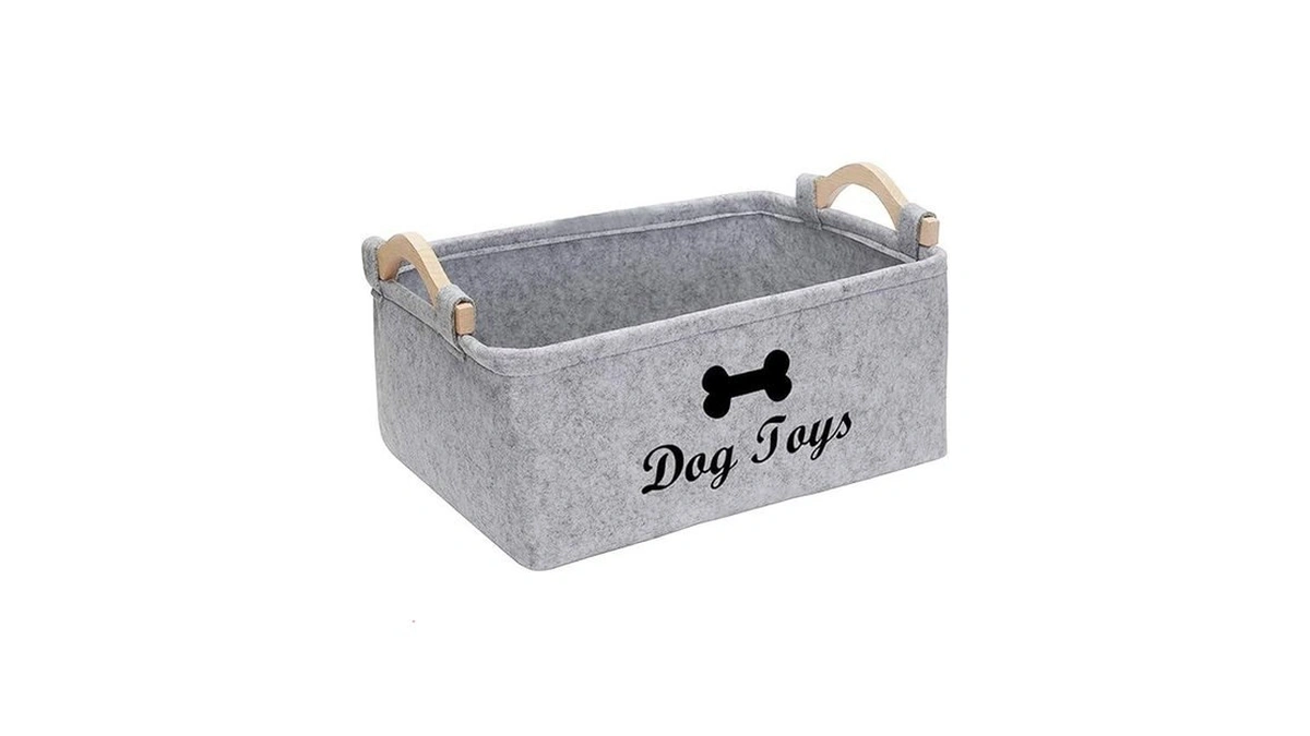 Inheming Puppy Toy Storage Box, Grey Puppy Toy Box Storage