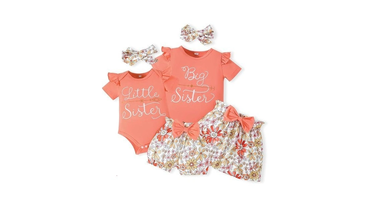 Famihao Big Sister Little Sister Matching Outfits Baby Girl Romper