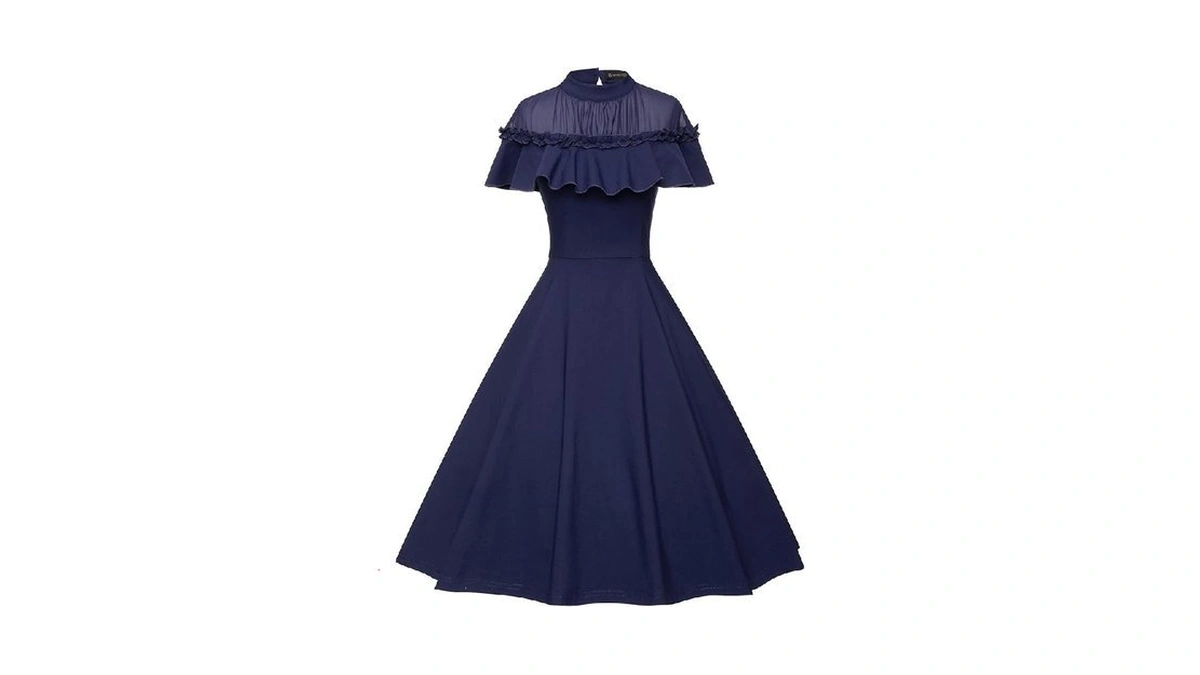 Gowntown 1950 Women Dress Midi Cocktail Swing Dress With Pockets