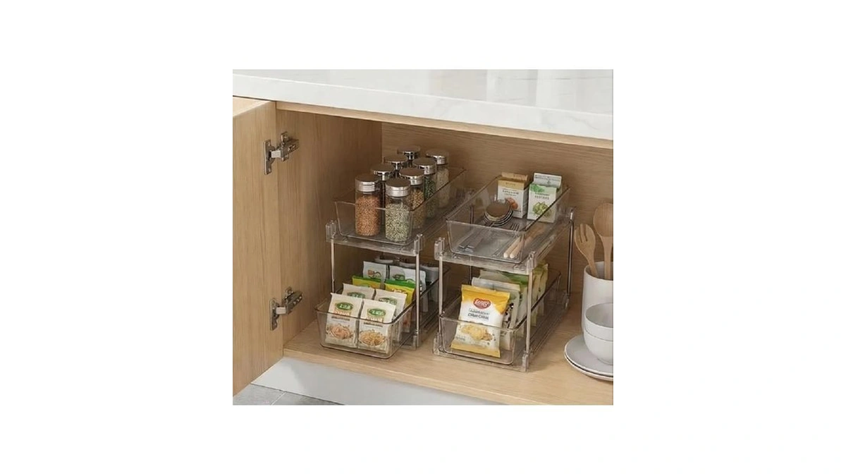 Aitopmart 2 Pack Bathroom Organizer,2 Tier Clear Under Sink Organizers