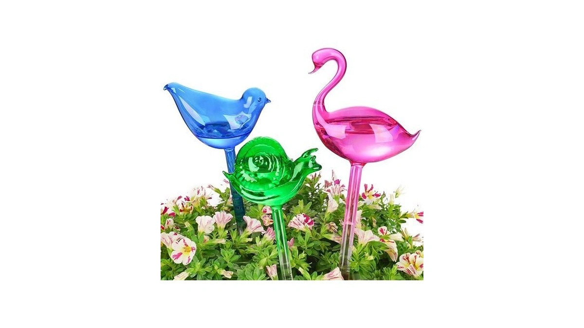Nihome Spike Self-watering Bulb 3pcs 10" Iridescent Pearl Hand-blown Glass