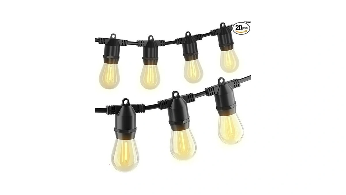 Meticply 27ft Led Outdoor String Lights, Ip65 Waterproof, S14 Shatterproof