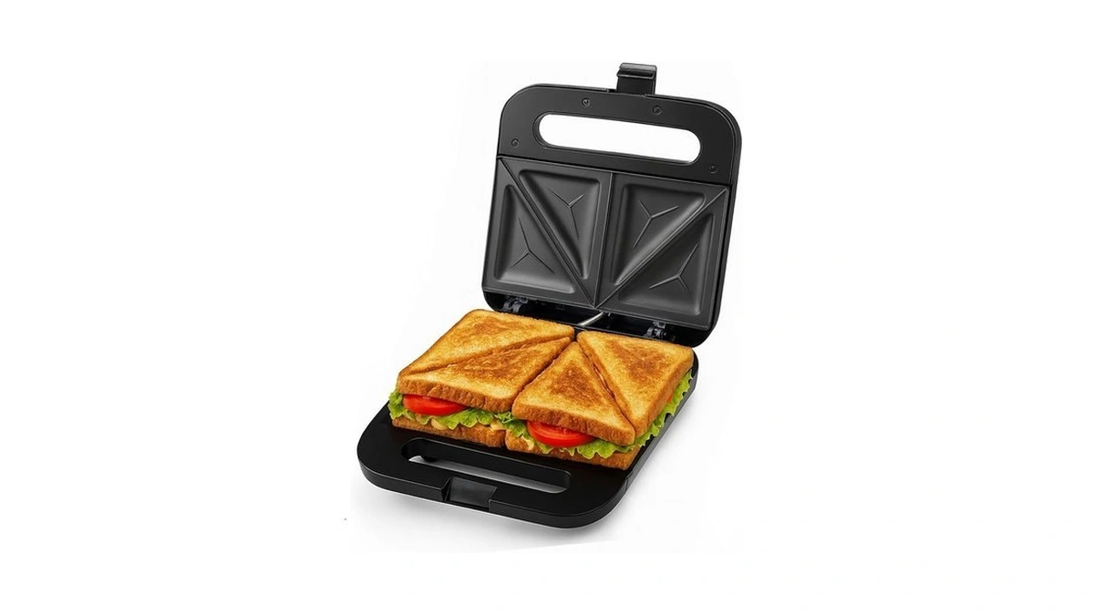 Ovente Electric Sandwich Maker With Non-stick Plates, Indicator Lights, Cool