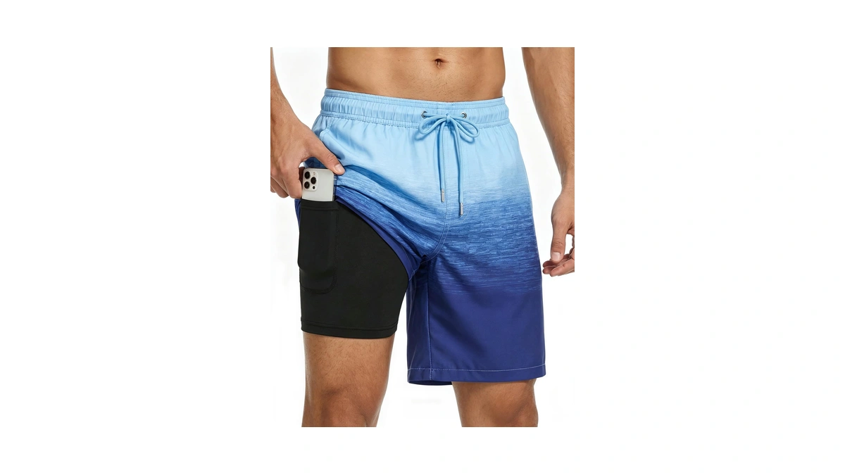 Justay Mens Swim Trunks With Compression Liner 2 In 1