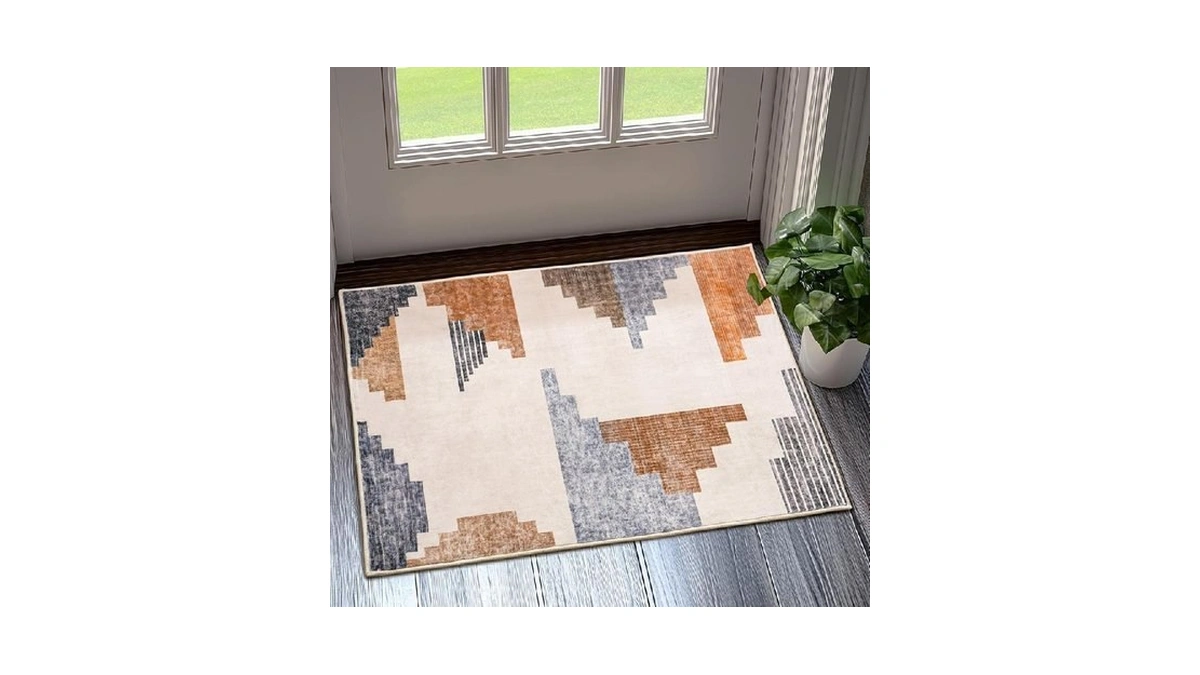 Dssimo Geometric Abstract Area Rug, Pyramid Ladder Design Modern Blue