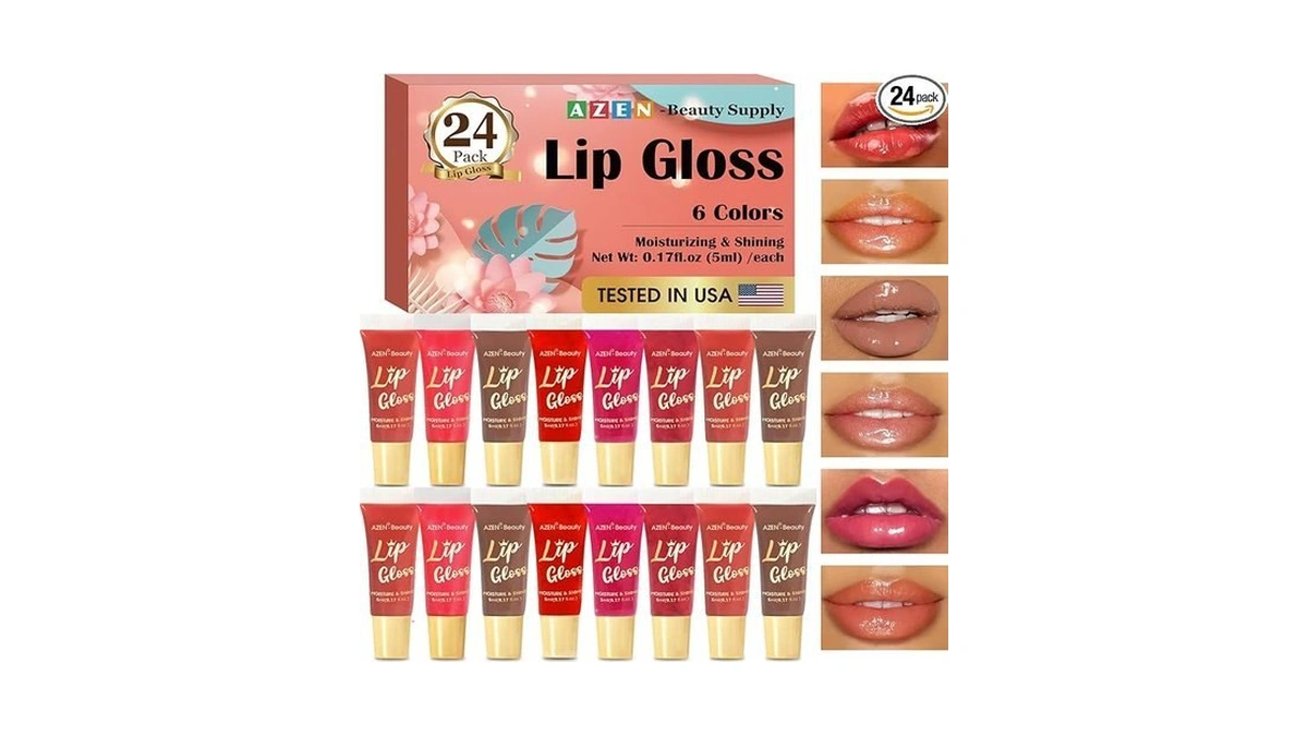 Azen 24 Pack Lip Gloss Set, Color Lip Oil For