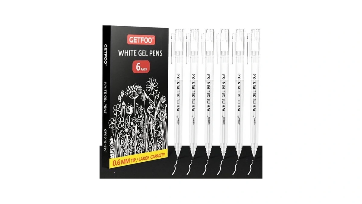 Getfoo White Gel Pens 0.6mm Fine Point Opaque White Archival