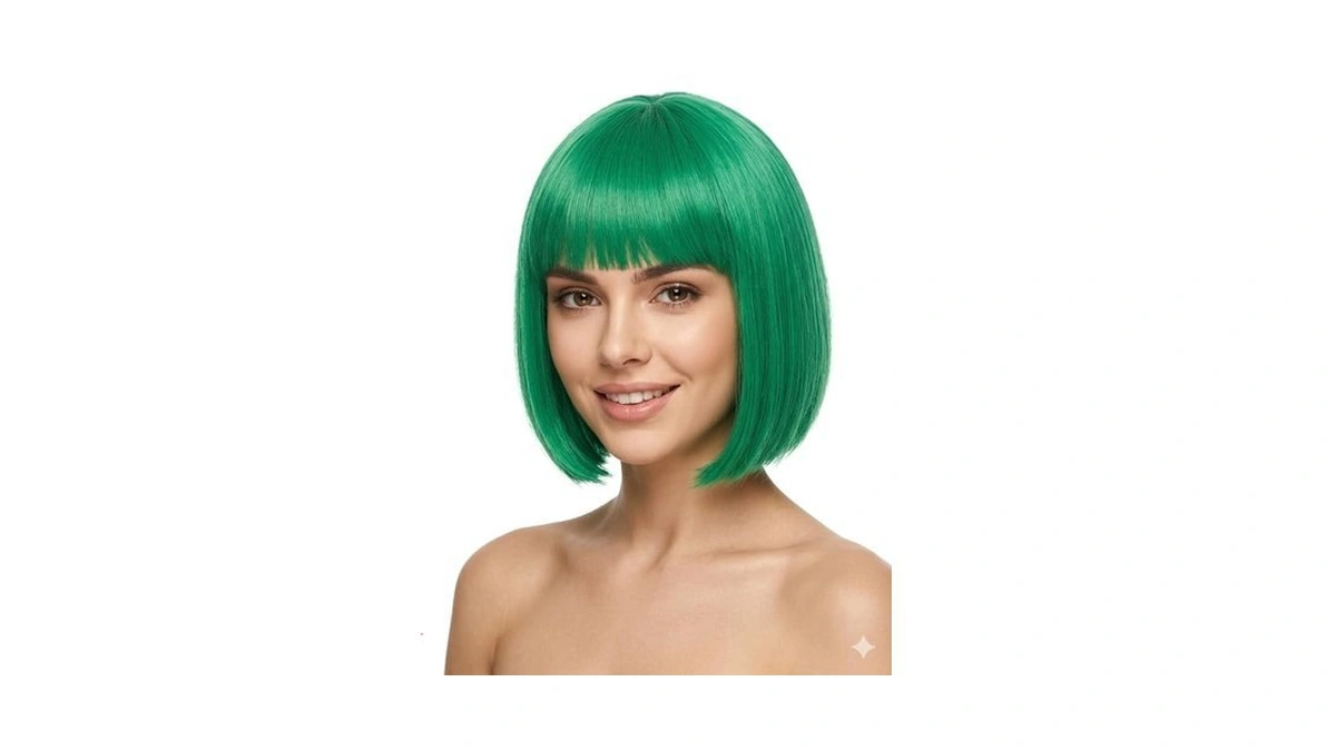 Cetiq Mint Green Bob Wig With Bangs For Women -