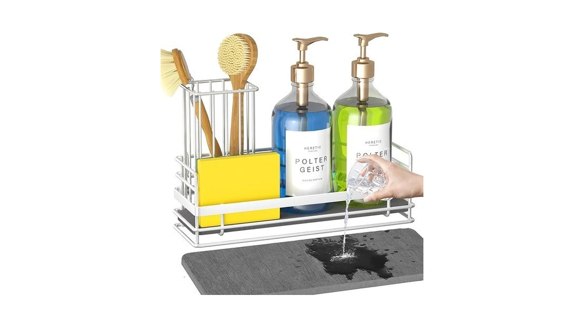 Yofidra Sink Caddy With Stone Drying Tray: Stainless Steel Soap