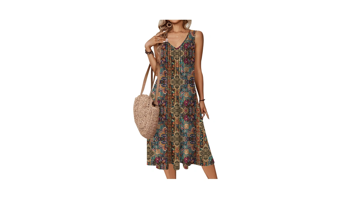 Zeagoo Midi Flowy Dresses For Women Petite Summer Dresses Tropical