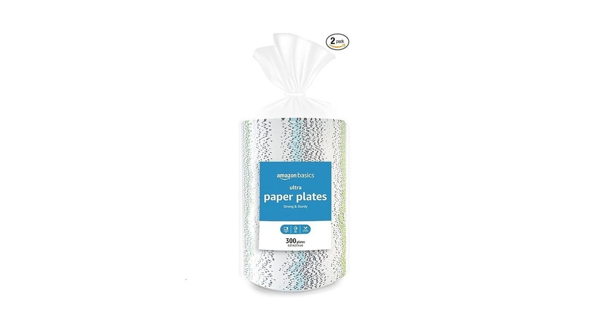 Amazon Basics Ultra Paper Plates, 6.87 Inch, Disposable, 600 Count