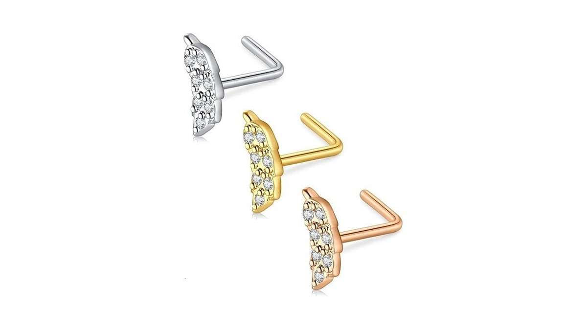 D.bella L Shaped Nose Studs Surgical Steel Nose Ring 20g