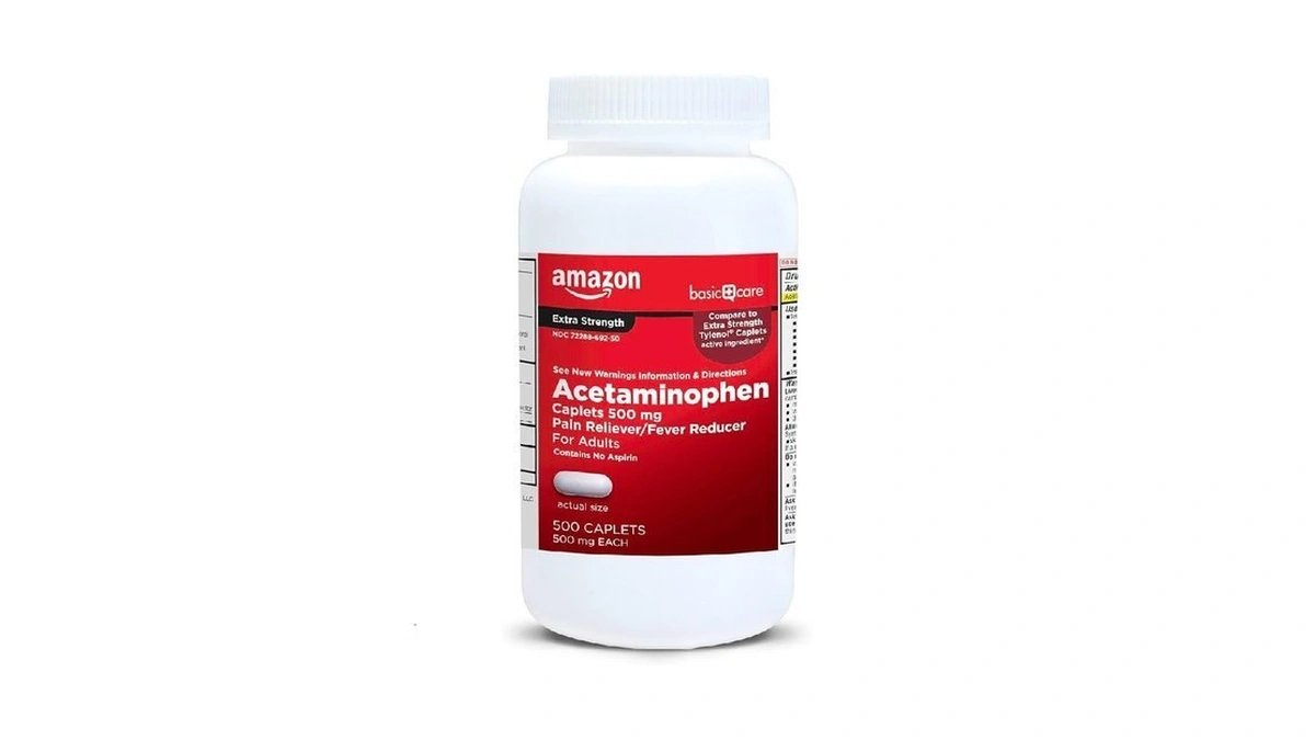 Amazon Basic Care Extra Strength Pain Relief, Acetaminophen Caplets, 500