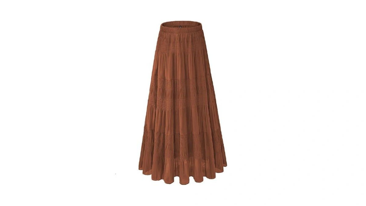 Nipami Women's Chiffon White Flowy Maxi Skirt Boho Summer Elastic