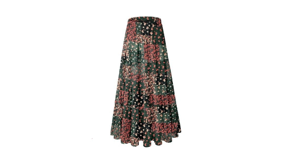 Nipami Women's Chiffon White Flowy Maxi Skirt Boho Summer Elastic