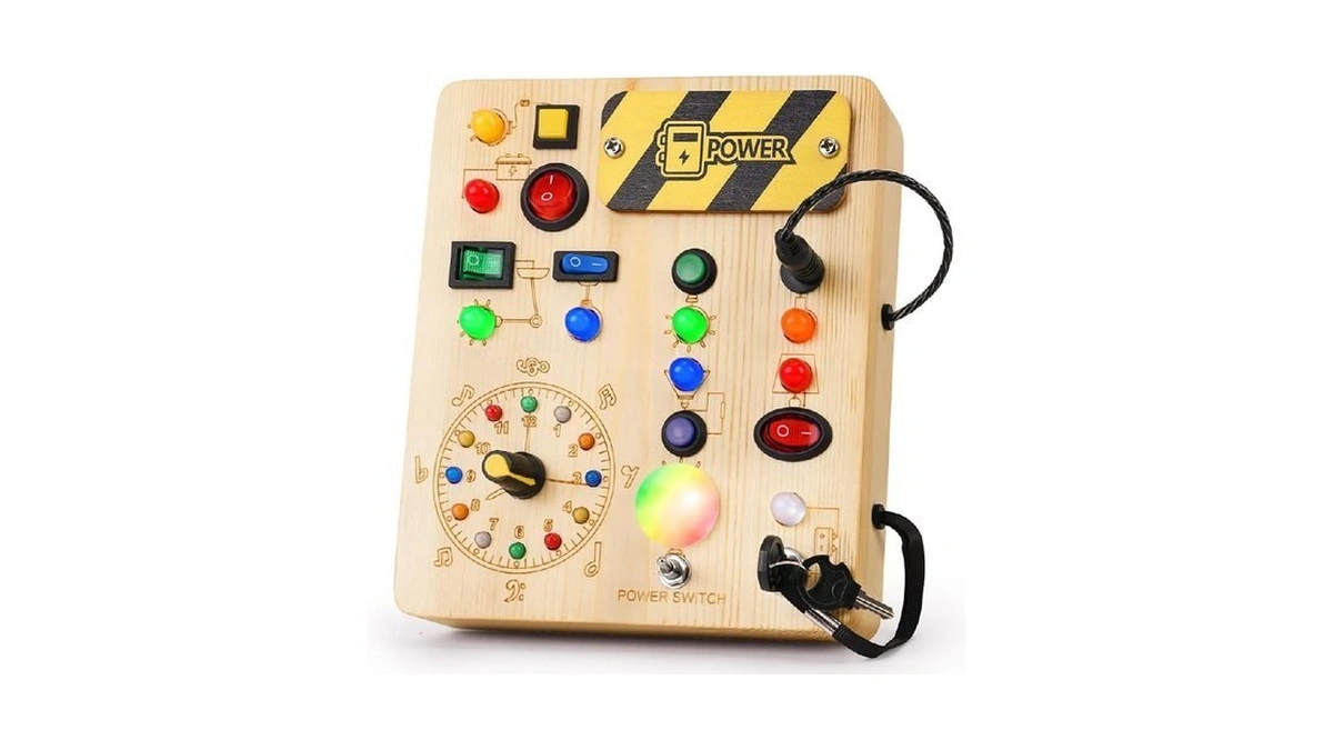 Oakjar Busy Board With Led Light, Montessori Toys For 1-3