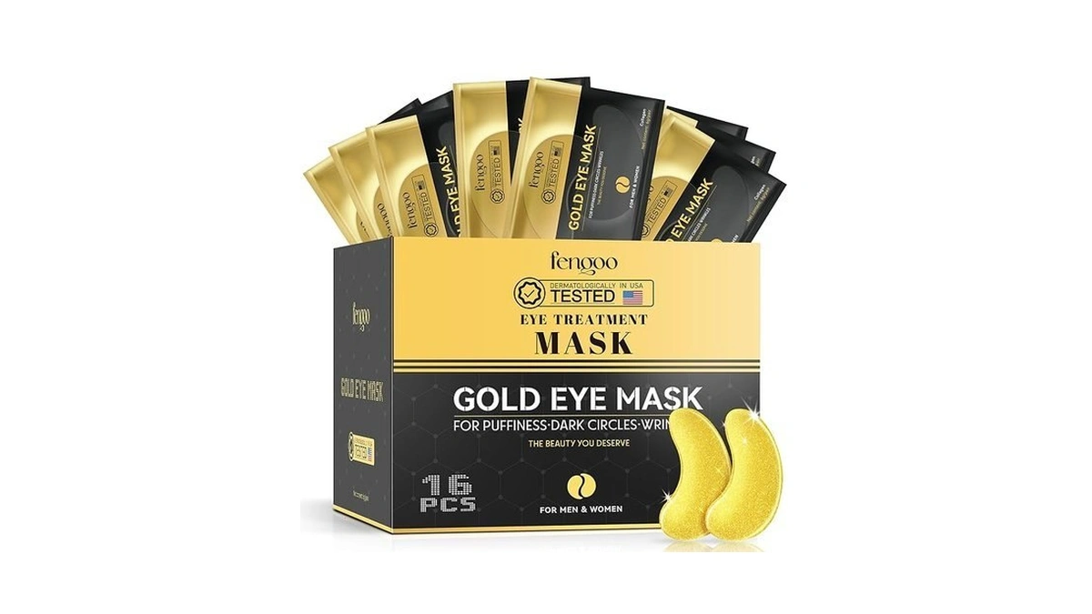 Fengoo 16 Pcs 24k Gold Collagen Under Eye Patches &