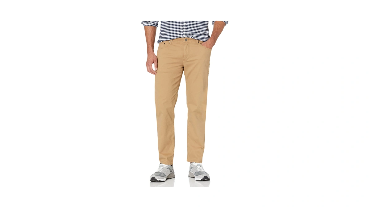Amazon Essentials Men's 5-pocket Stretch Twill Pants, Dark Khaki Brown,