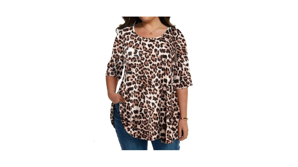 Larace Elbow Sleeve Plus Size Tops For Women Round Neck