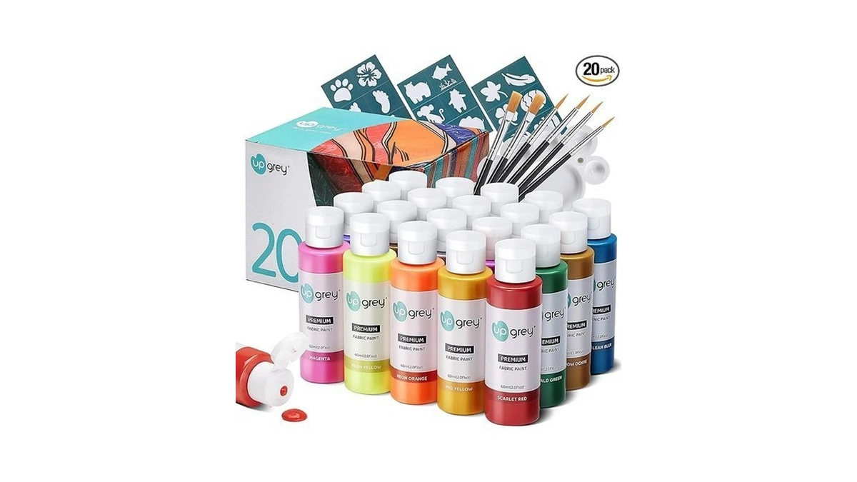 Fabric Paint Set For Clothes, 20 Colors(60ml/2oz Each) Permanent Textile