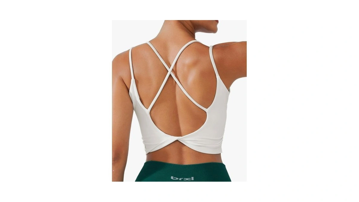 Brxl Womens Twist Back Sports Bra Longline Buttery Soft Low