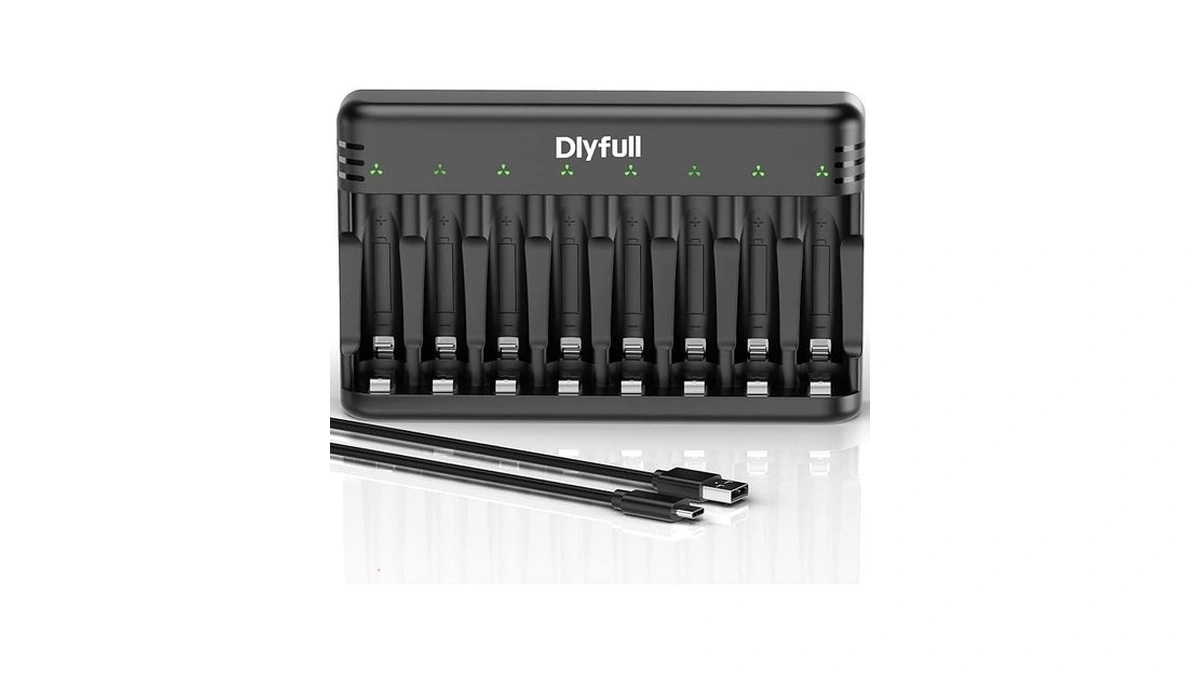 Dlyfull 8 Bay Aa Aaa Battery Charger With Usb-c High-speed