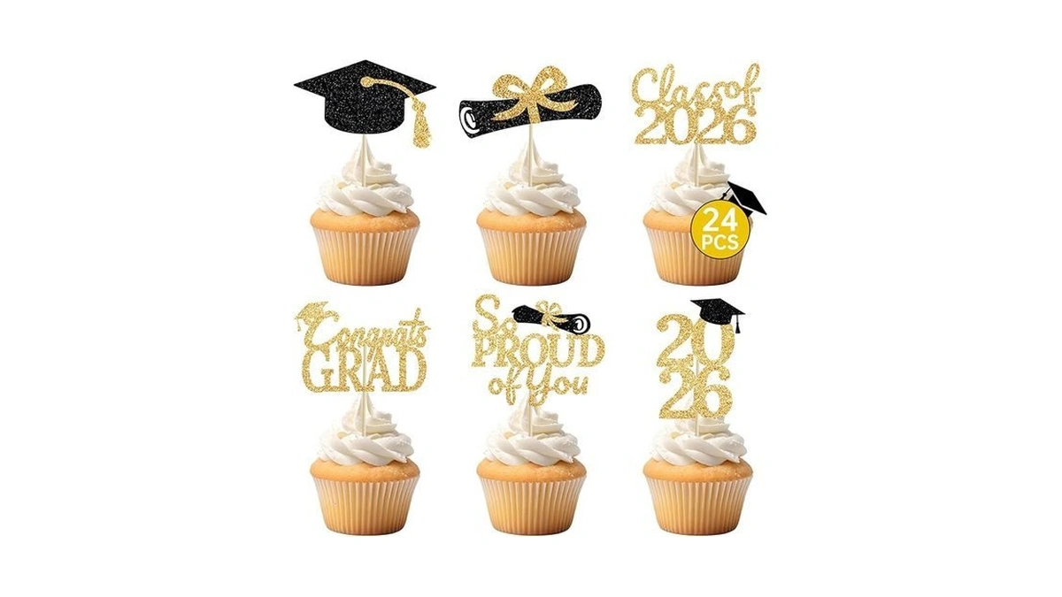 24 Pcs Graduation Cupcake Toppers 2026 - Congrats Grad Decorations
