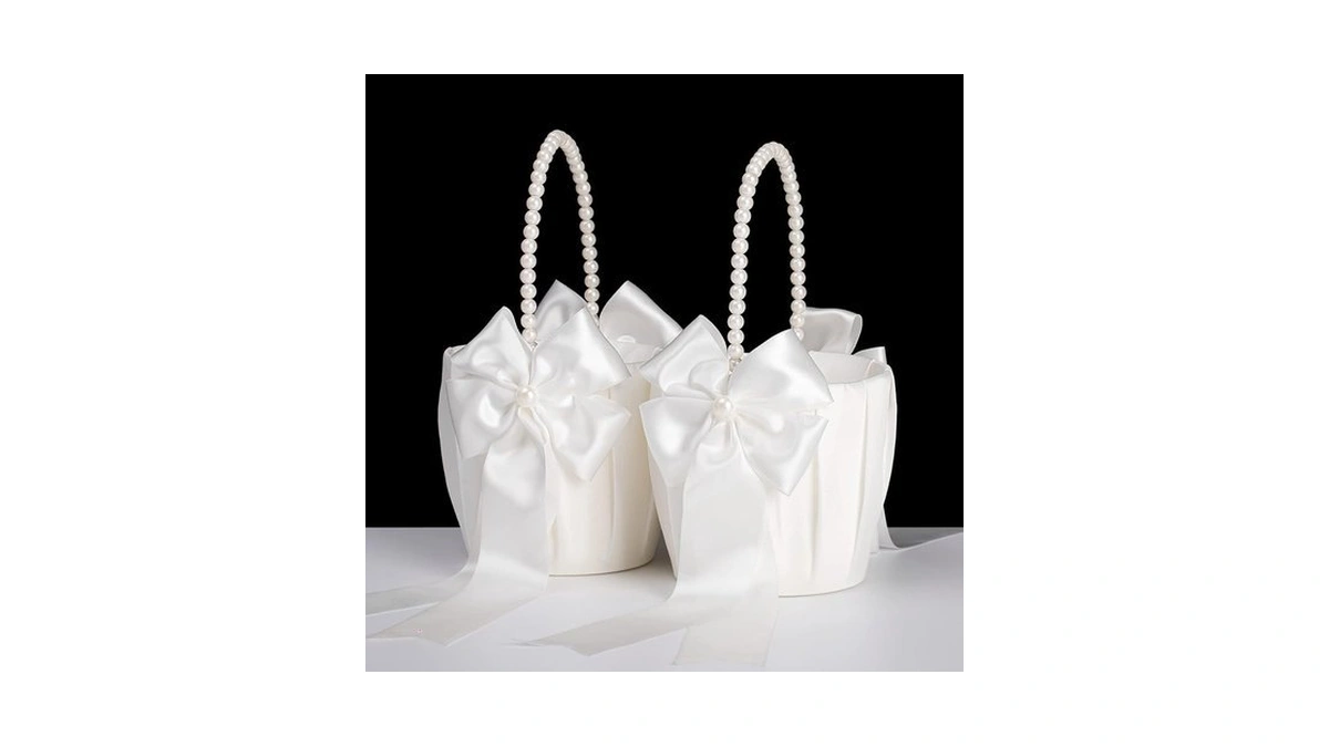 Flower Girl Baskets For Wedding,ivory Flower Girl Basket With Pearl