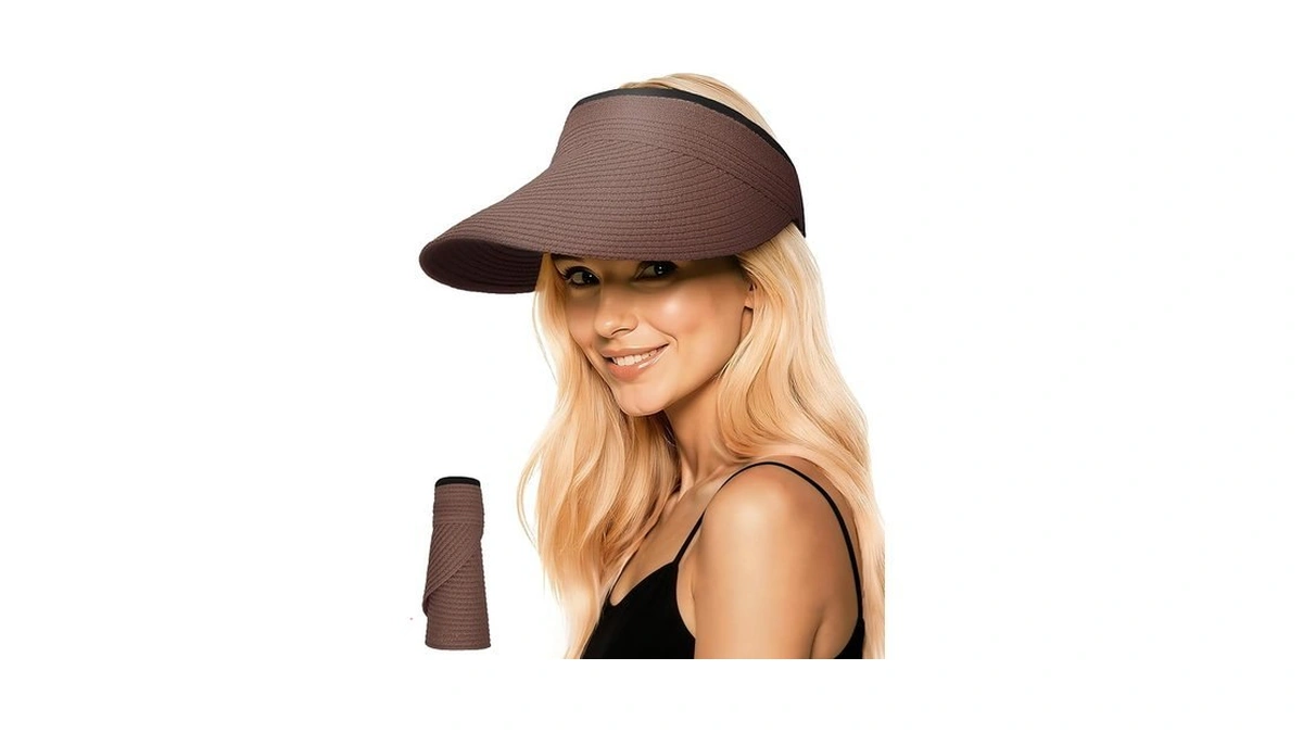 Senker Fashion Sun Hats Visor For Women, Straw Beach Hat