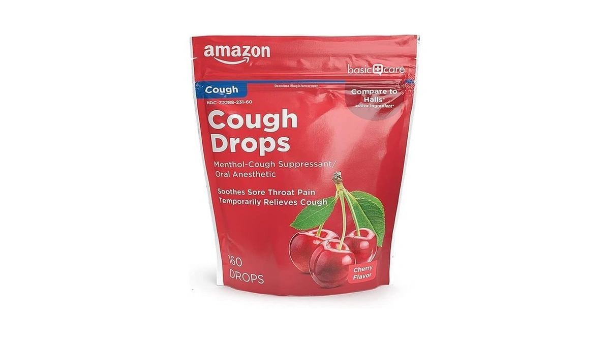 Amazon Basic Care Cherry Menthol Cough Drops For Sore Throat
