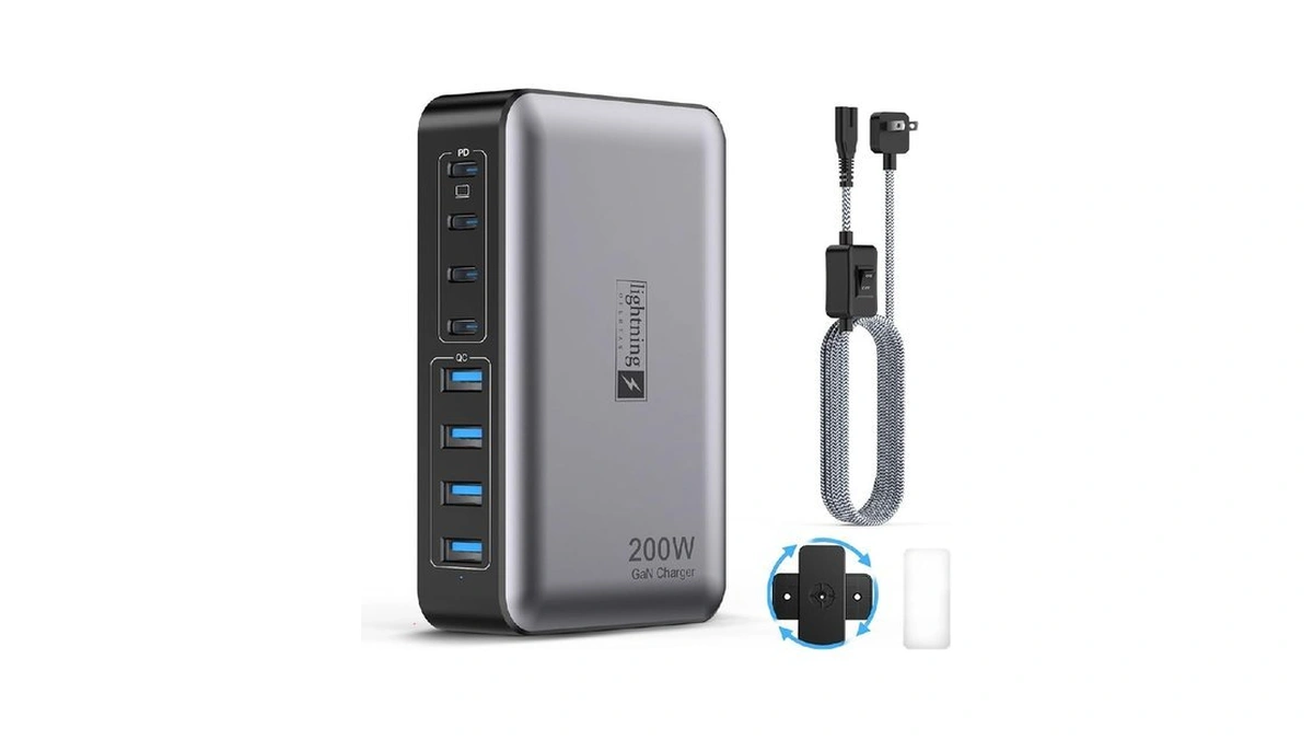 Usb C Fast Charger Block 200w, 8 Ports Charging Station