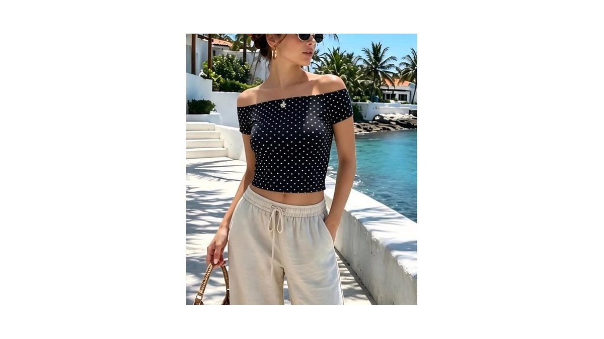 Polka Dot Top Off The Shoulder Tops For Women 2026