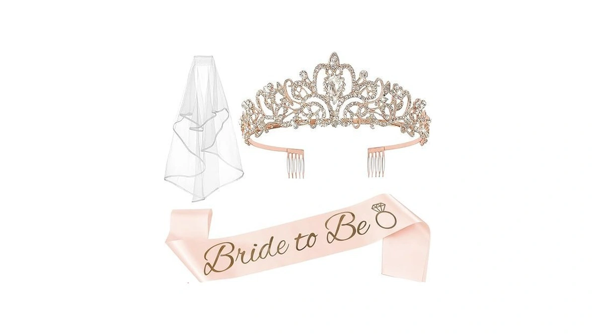 Jetkong 3 Pcs Bachelorette Party Decorations Bridal Shower Crown, Bride