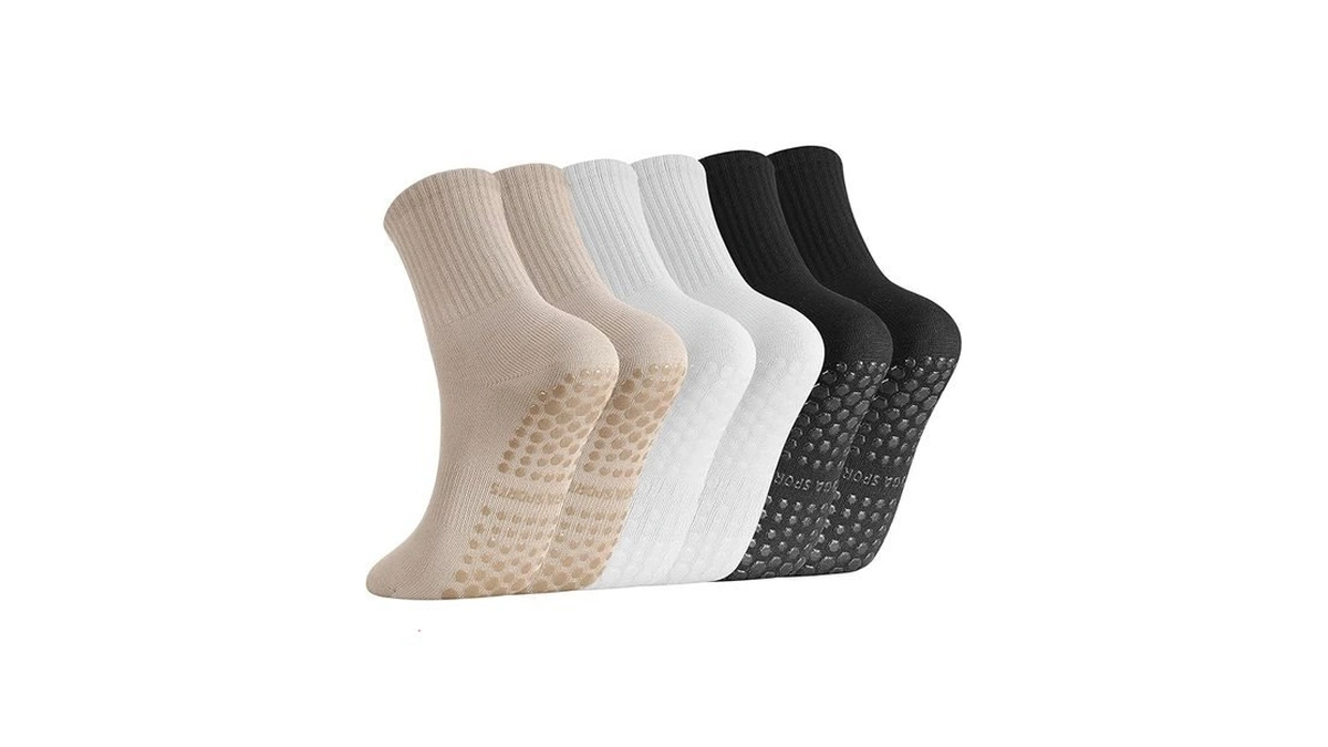 Scenicamp 3 Pairs Pilates Socks With Grips For Women, Non