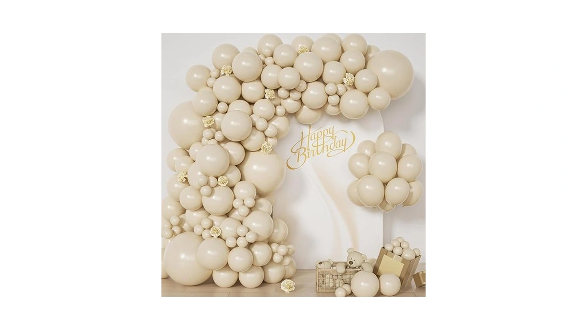 White Sand Balloons Arch Kit-129pcs Different Sizes 18,12,10,5inches White Sand