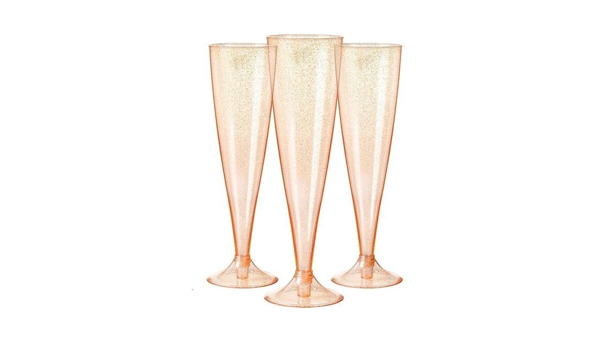 Homy Feel 30 Pack Rose Gold Glitter Plastic Rose Gold