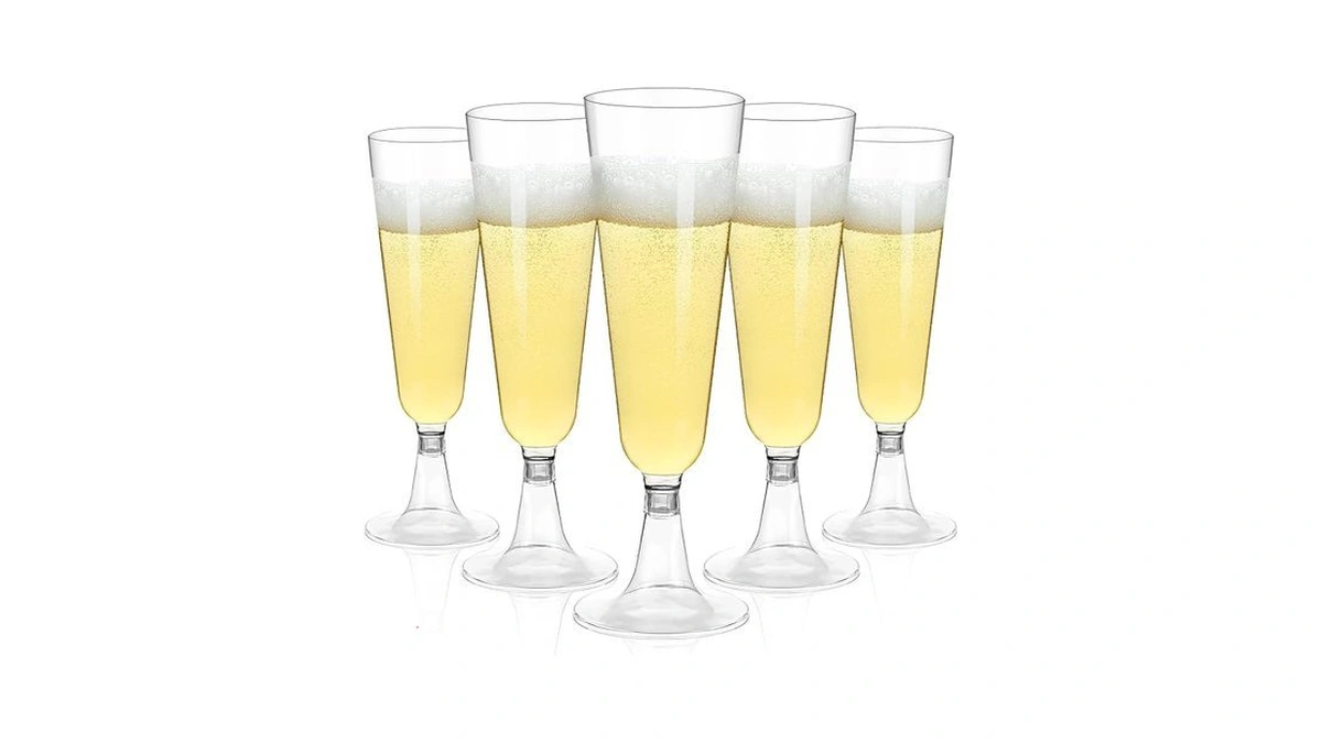 Yuan Plan Plastic Champagne Flutes 40 Pack, 5.5oz Disposable Champagne