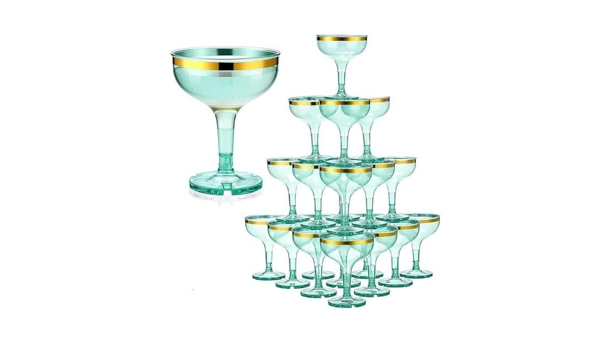 Zopeal 30 Pcs Sage Green Champagne Glasses 5 Oz Plastic