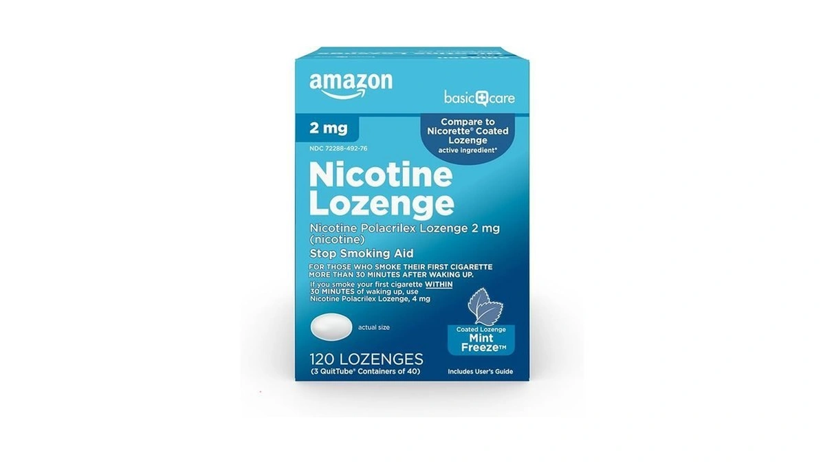 Amazon Basic Care Coated Ice Mint Nicotine Polacrilex Lozenges, 2