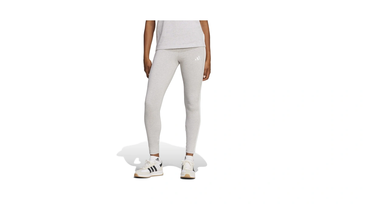 Adidas Women's Essentials 3-stripes Cotton Leggings, Light Grey Heather/white, Small