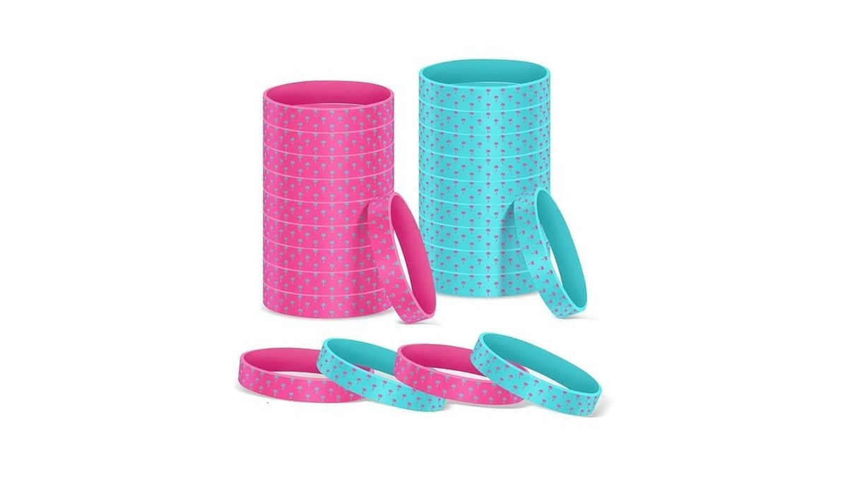 Unittype 24 Pcs Palm Tree Silicone Bracelets Baseball Bracelets Rubber