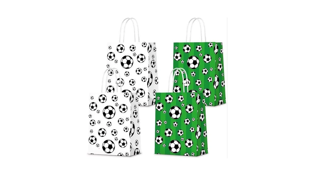 Infankey 16 Pcs Soccer Party Decorations With Handle Soccer Paper