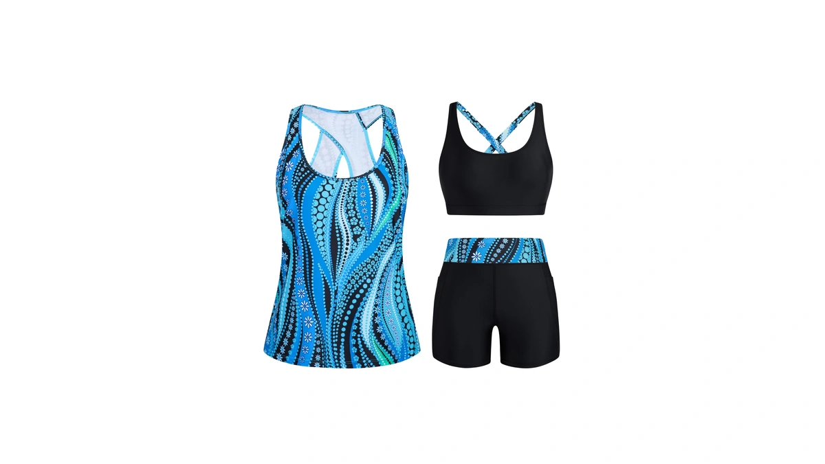 Huskary 3 Piece Tankini Swimsuits For Women Swim Tank Top