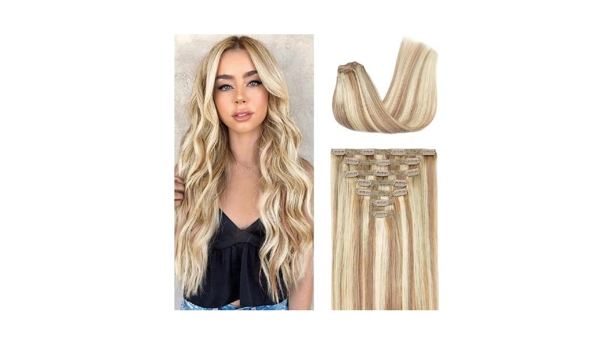 Fimislosion Real Hair Extensions Clip In Human Hair, Seamless Clip