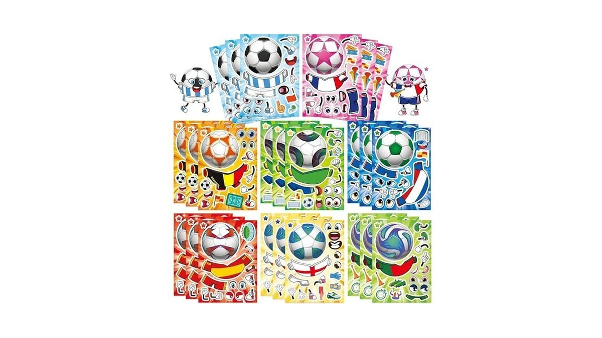 24 Sheets Soccer Stickers For Kids, Make A Face Stickers,