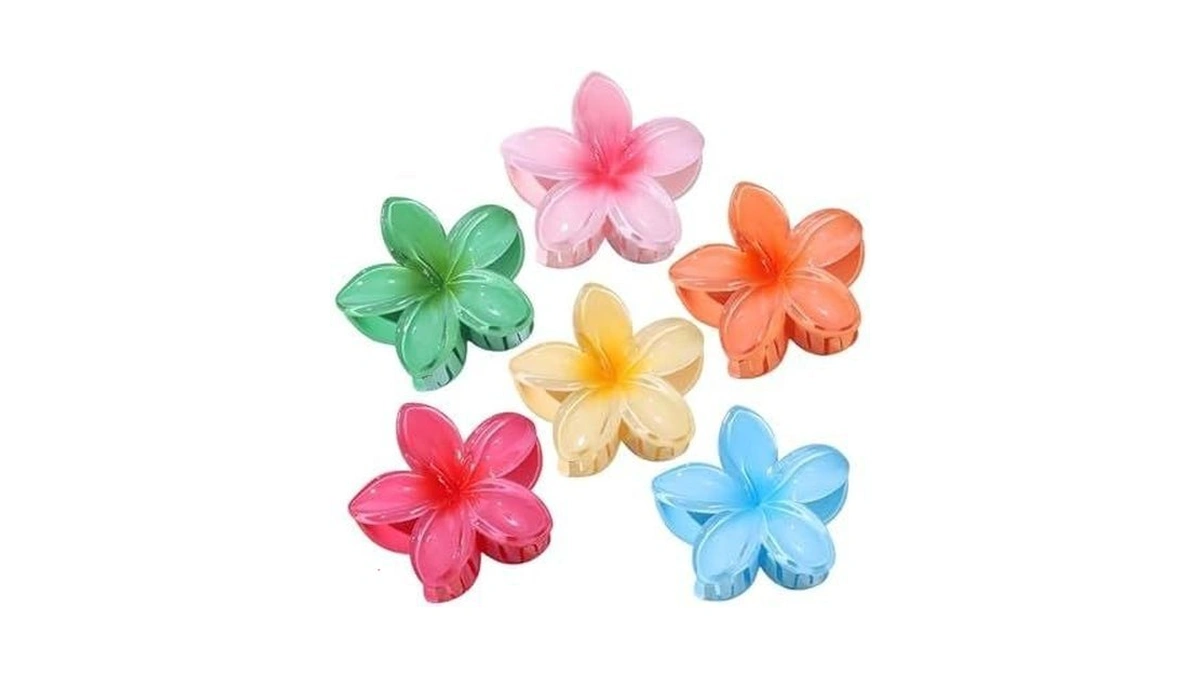 Chandat Flower Hair Clips 6 Pcs Hawaiian Claw Clips For